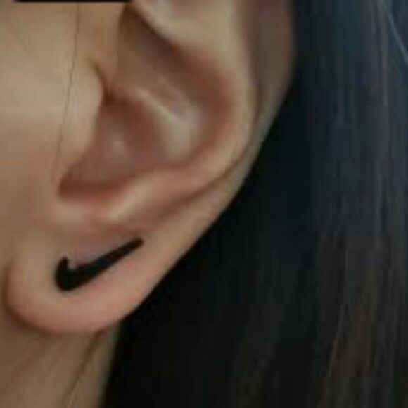 NIKE: Black Swoosh Earrings - Picture 5 of 5